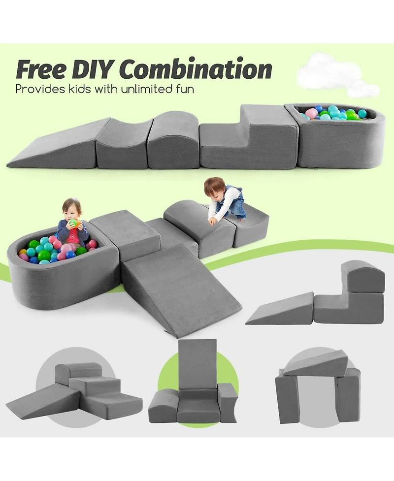 5PCS Climb and Crawl Playset with Ball Pit for Kids Zippers for Playroom