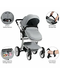 Costway Baby Folding Aluminum Bassinet Reversible Stroller
