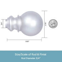 Kenney Bryce Decorative Curtain Rod with Finials for Medium to Large Windows – Stylish Satin Nickel Design