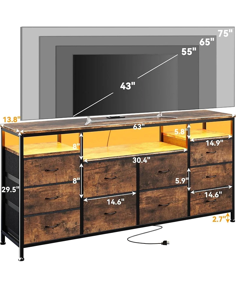 gaomon 63.3 Inch Black Dresser for Bedroom
