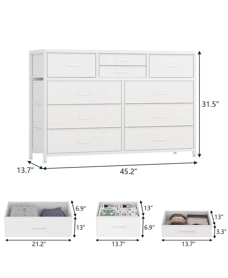 gaomon Dresser for Bedroom Tv Stand for 55" Tv, Entertainment Center with 10 Drawers