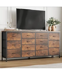 gaomon 14 Drawer Dresser, 63 Inch White Dresser Tv Stand