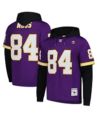 Mitchell & Ness Men's Randy Moss Purple Minnesota Vikings Player Name Number Hoodie Legacy Jersey