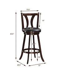 Gymax Set of 2 Swivel Bar stools 29.5" Bar Height Chairs with Rubber Wood Legs