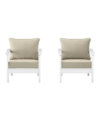 WestinTrends Outdoor Modern Hdpe Patio White Club Chairs with Deep Seat Cushions (Set of 2)