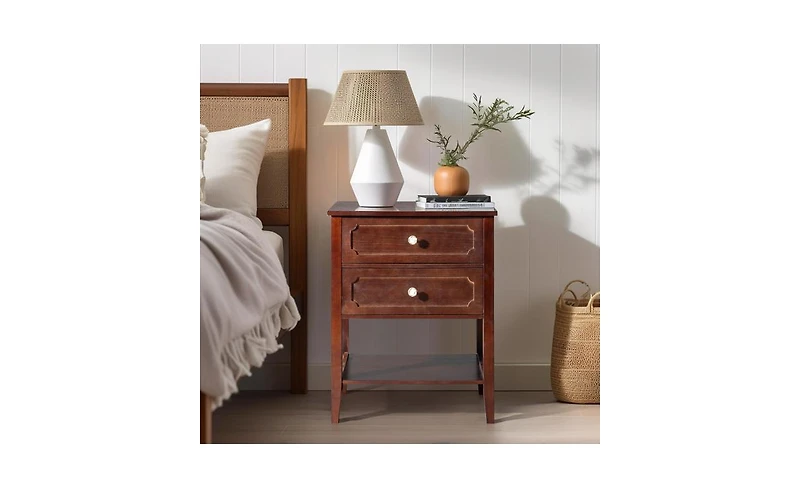 Slickblue Nightstand End Side Table with 2 Drawers for Convenient Storage and Modern Design