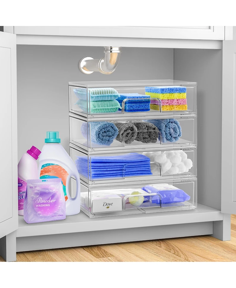 Sorbus 2 Pack Clear Acrylic Drawer Organizers - Makeup Case Pull-Out Drawers (12.1 Wide)