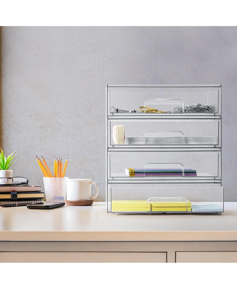 Sorbus 4 Pack Clear Acrylic Drawer Organizers - Makeup Case Pull-Out Drawers (12.1 Wide)