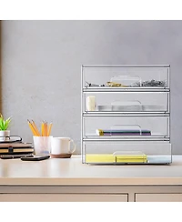 Sorbus 4 Pack Clear Acrylic Drawer Organizers - Makeup Case Pull-Out Drawers (12.1 Wide)