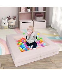 Costway Kids Modular Play Couch Set with Suede Fabric Cover High-Density Foam