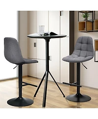 Gymax Set of 2 Adjustable Bar Stools Swivel Counter Height Linen Chairs with Back
