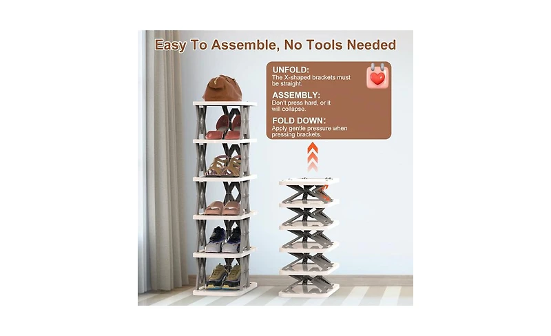 Foldable Shoe Rack with 6 Tiers – Compact Shoe Storage Shelf for Small Spaces, Closet or Dorm