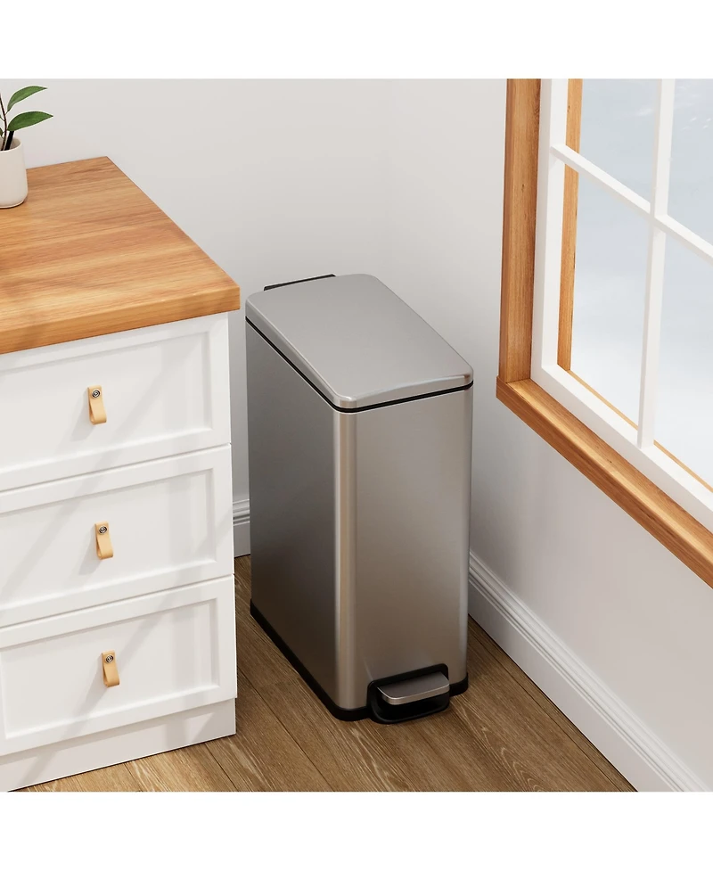 11.9 Gallon/ 45 Liter + Two 1.6 Gallon/6 Liter Rectangular Step-on Trash Can Set For Bathroom and Kitchen