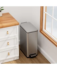 11.9 Gallon/ 45 Liter + Two 1.6 Gallon/6 Liter Rectangular Step-on Trash Can Set For Bathroom and Kitchen