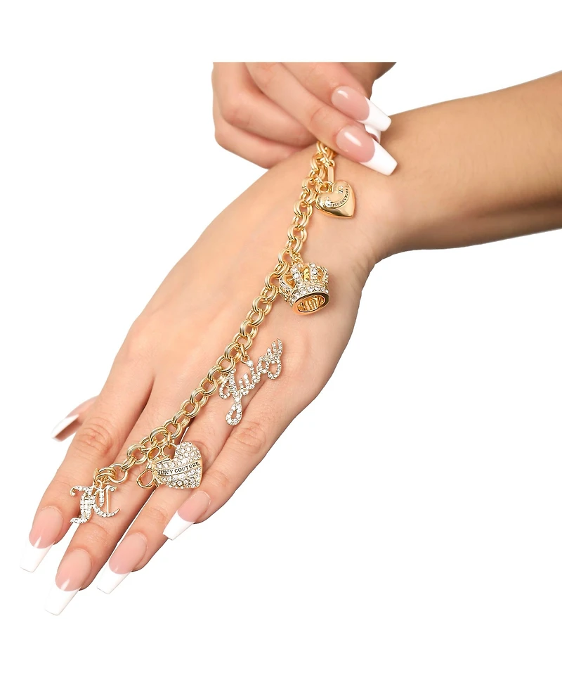 Juicy Couture Gold-Tone Charm Bracelet with Pave Accents