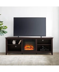 Boyel Living 70 Inches Fireplace Tv Stand Modern Transitional Wood Tv Stand with Electric Fireplace with 2 Shelves for TVs up to 80 Inches, Espresso