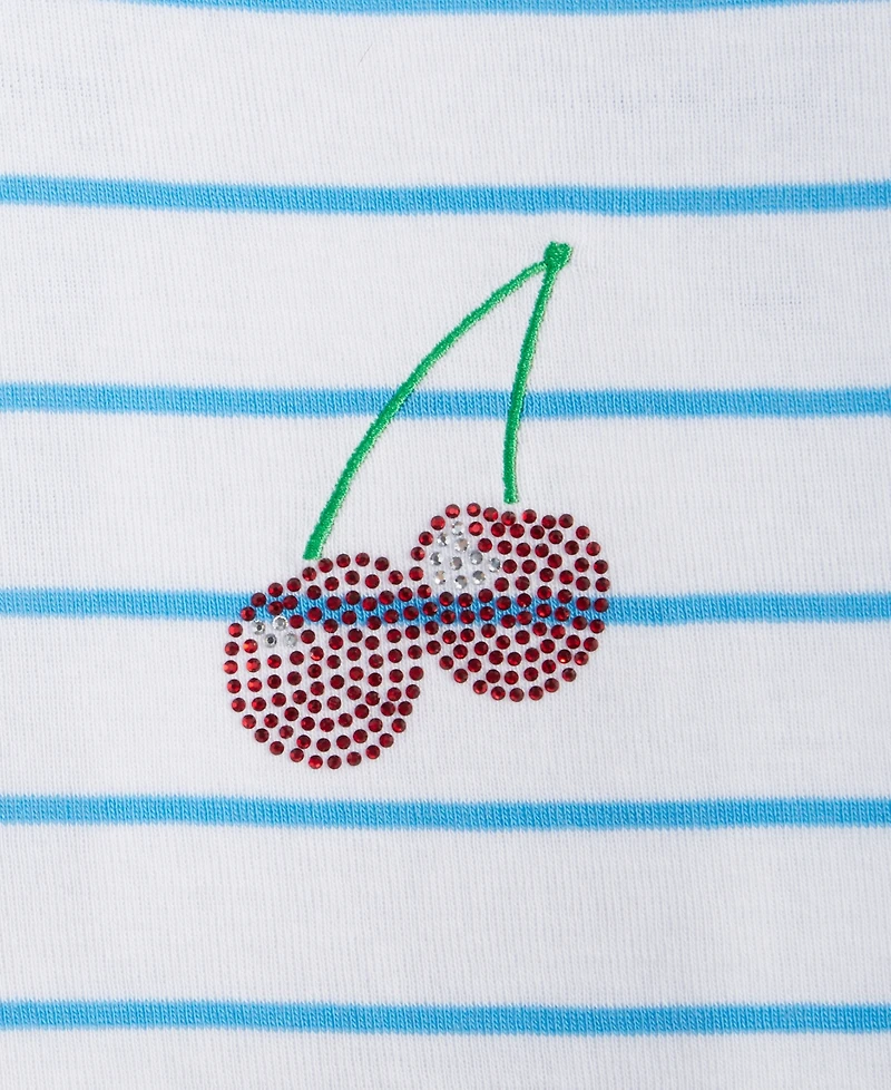 Epic Threads Little & Big Girls Cherry Stripe Rhinestone Baby Tee, Exclusively at Macy's