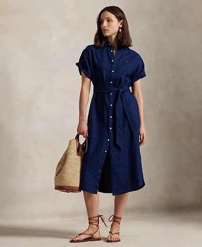 Polo Ralph Lauren Women's 100% Linen Short-Sleeve Shirtdress