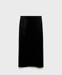 Mango Women's Straight Pleated Skirt