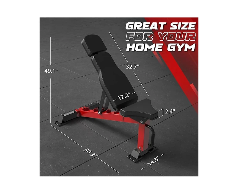 Mikolo Adjustable Weight Bench, Strength Training Bench for Full Body Workout, Workout with 7 Back Positions