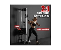 Mikolo Wall Mount Cable Station, Crossover Machine with 18 Positions Dual Pulley System for Home Gym Fitness Equipment
