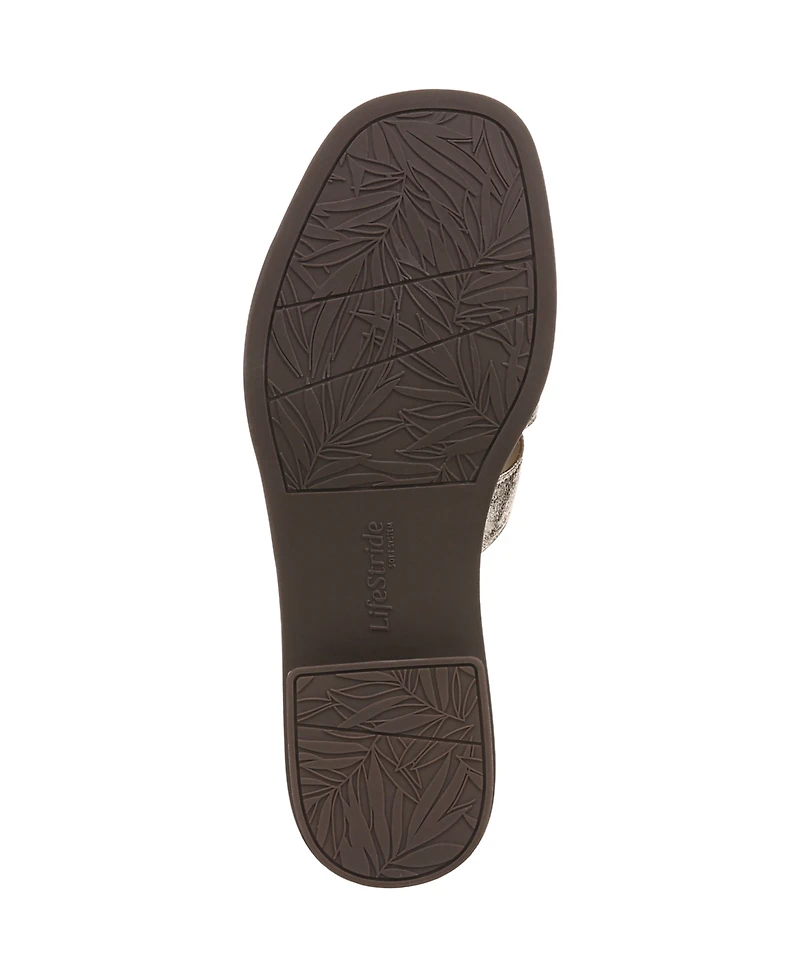 LifeStride Women's Royalty Bit Square Open Toe Slide Sandals