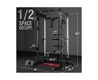 Mikolo Power Cage, 2000LB Squat Rack, Dual Pulley Cable Crossover System, Multi-function Free Weight Home Gym Workout Machine with Attachments