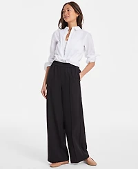 On 34th Women's Mid-Rise Side-Stripe Wide-Leg Pants