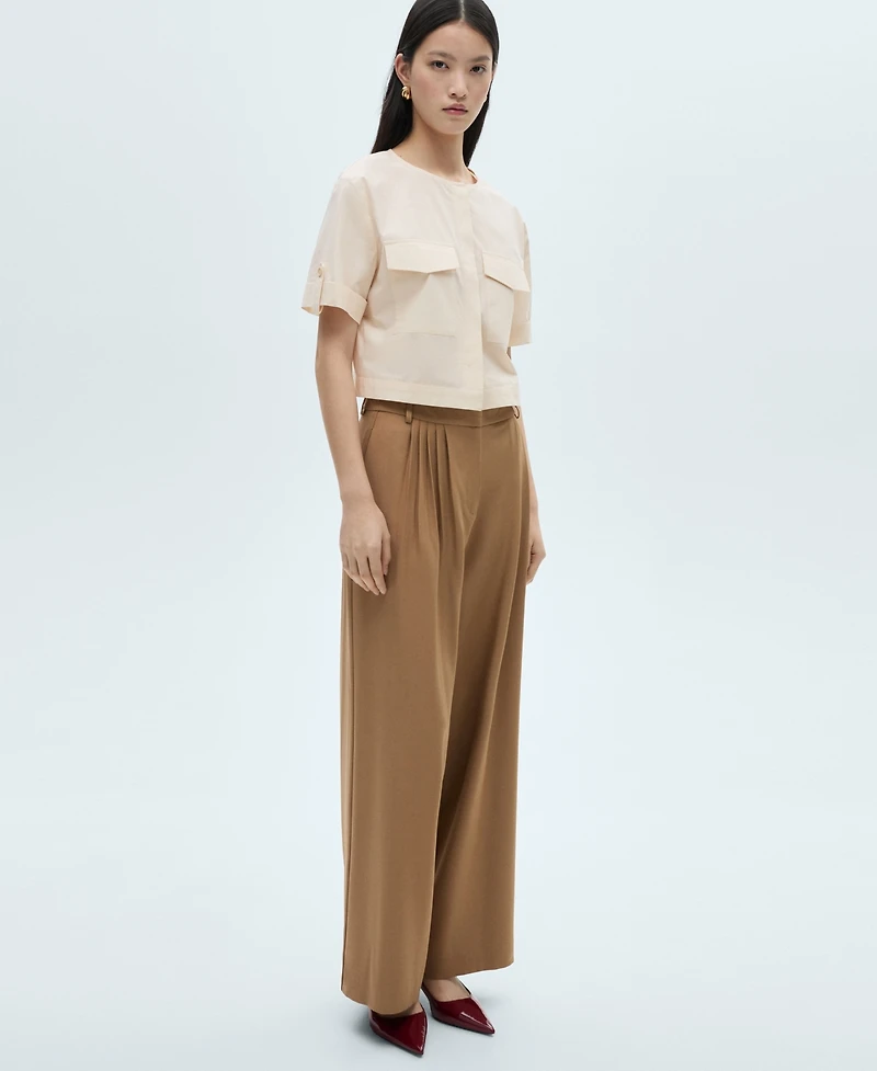 Mango Women's Chest Pocket Cotton Blouse