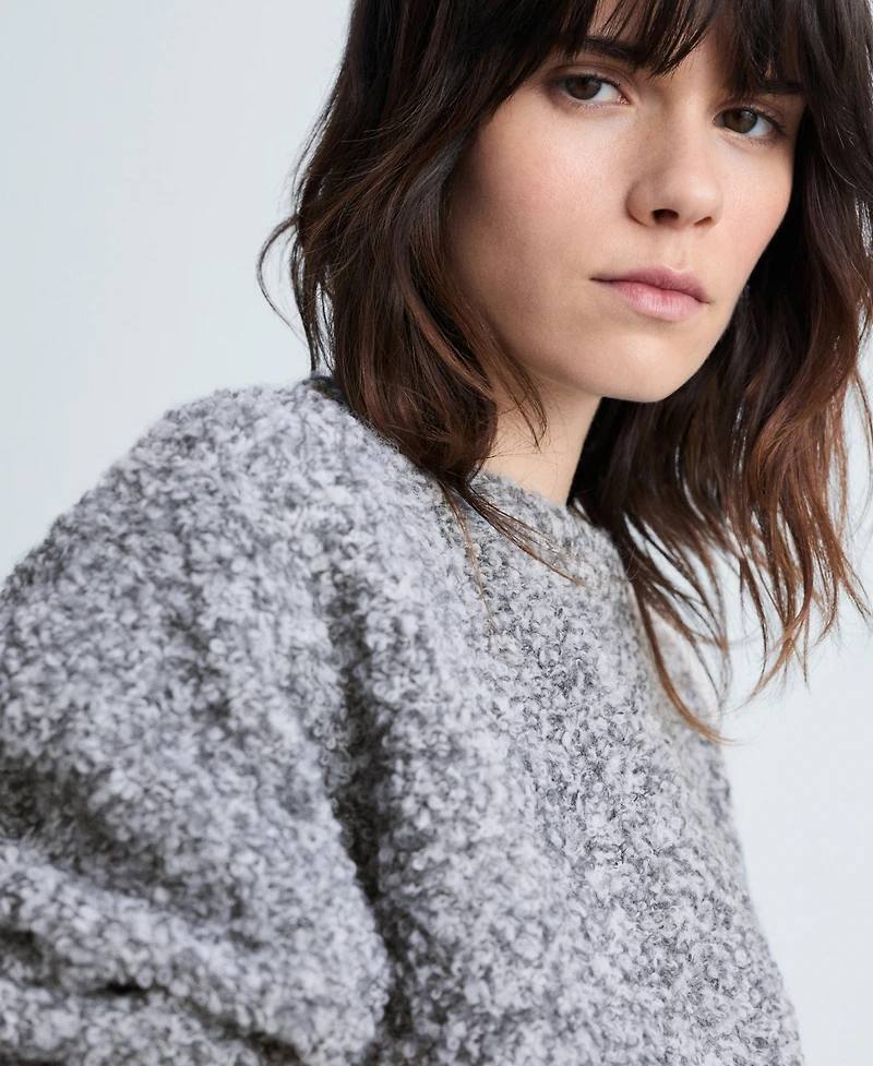 Mango Women's Round Neck Boucle Sweater