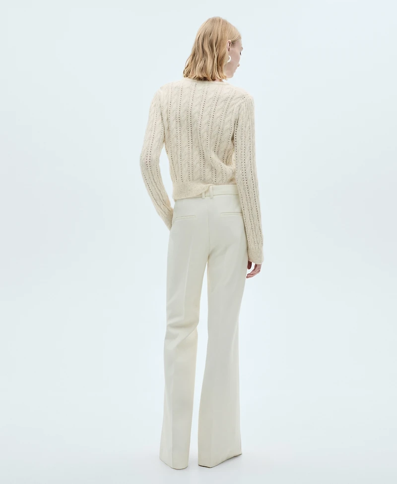 Mango Women's Openwork Details Braided Sweater