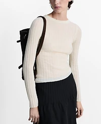 Mango Women's Ribbed Round Neck Sweater