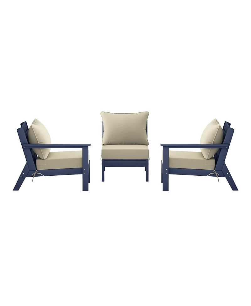 WestinTrends Outdoor Patio Hdpe Navy Blue Sectional Sofa with Cushions