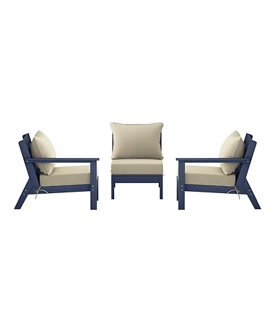 WestinTrends Outdoor Patio Hdpe Navy Blue Sectional Sofa with Cushions