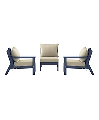 WestinTrends Outdoor Patio Hdpe Navy Blue Sectional Sofa with Cushions