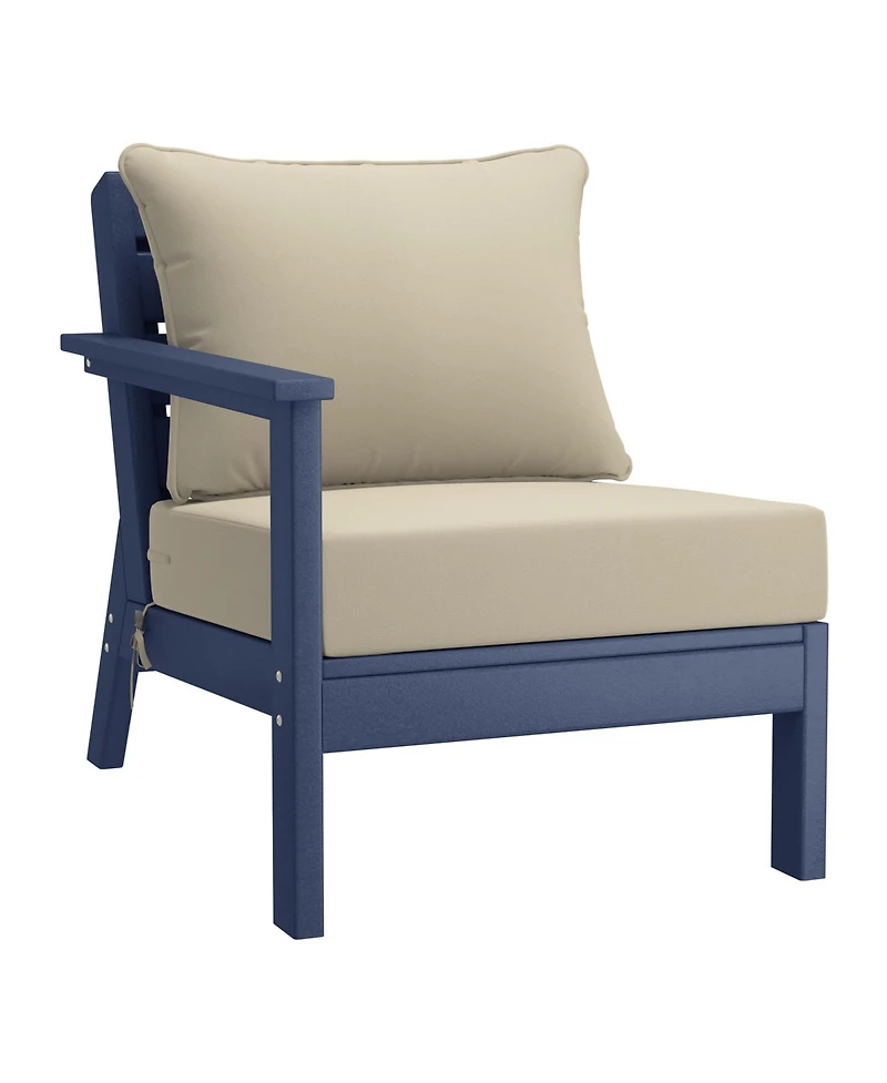 WestinTrends Outdoor Patio Hdpe Navy Blue Sectional Sofa with Cushions
