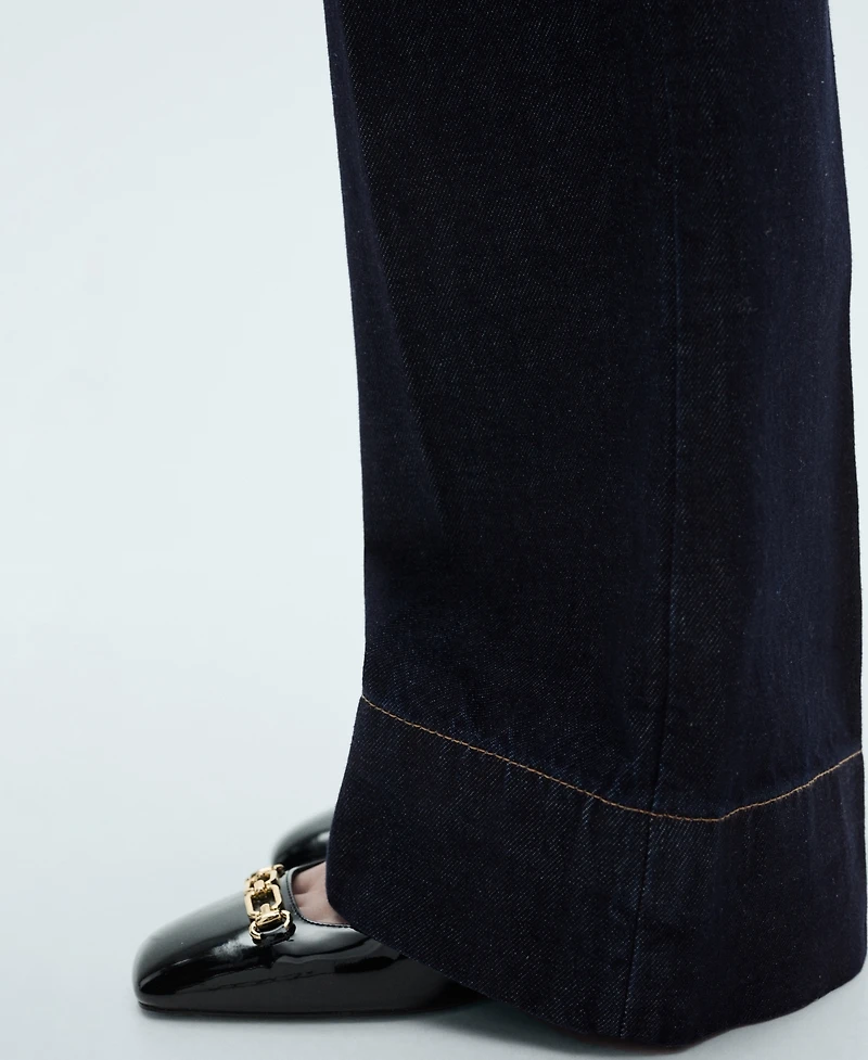 Mango Women's Wide Leg Mid-Rise Jeans