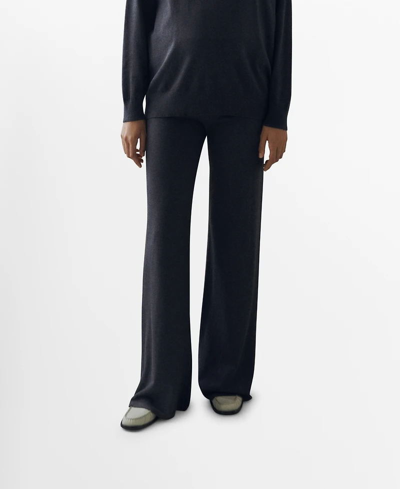 Mango Women's Knitted Wide Leg Pants