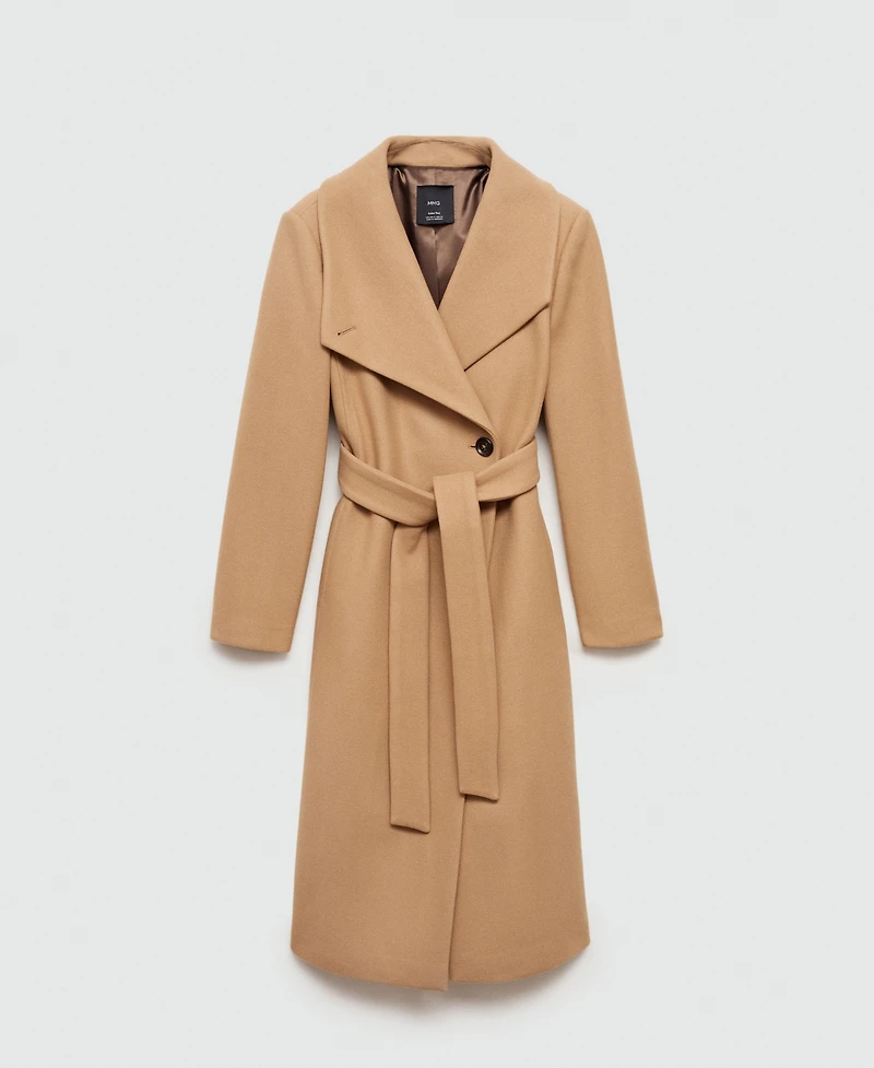 Mango Women's Belted Manteco Wool Coat