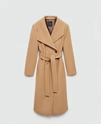 Mango Women's Belted Manteco Wool Coat