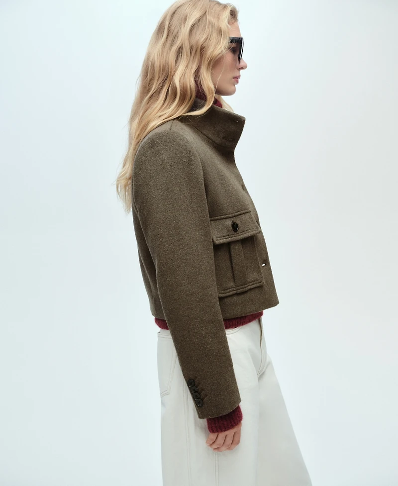 Mango Women's Pockets Detail Wool Blend Jacket