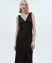 Mango Women's Leopard V-Neck Dress