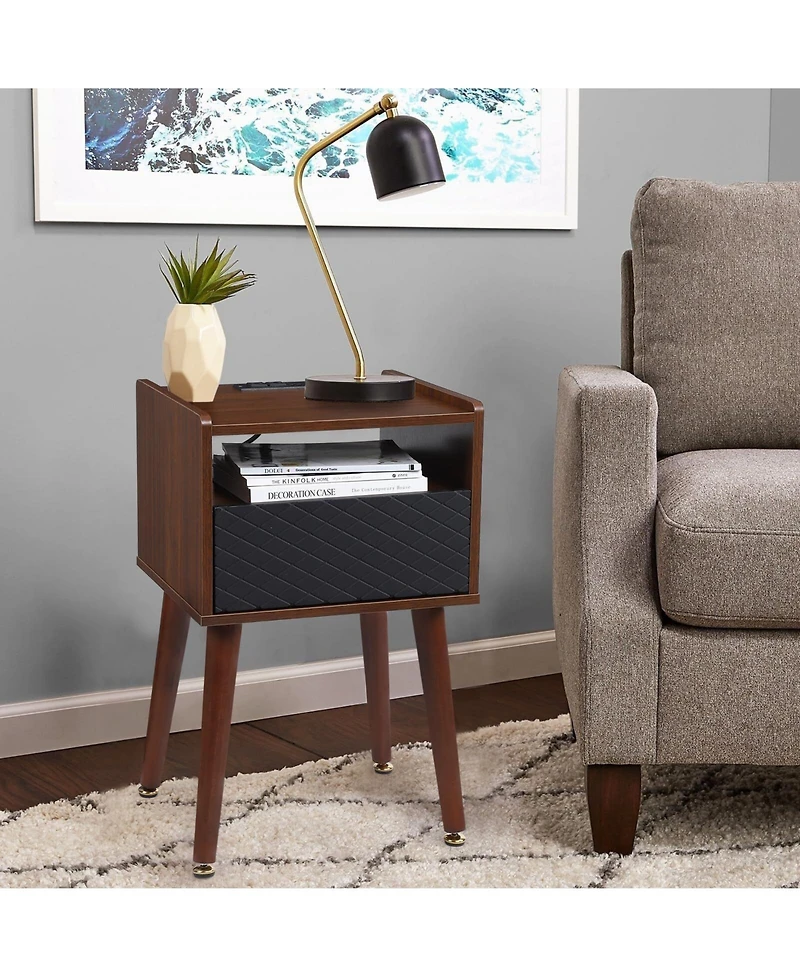 gaomon Mid Century Modern End Table with Charging Station, Nightstand with Usb Ports, Side Table for Living Room