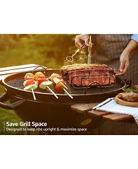 Sorbus Non-Stick Rib Rack - Holds 4 Racks for Grilling & Barbecuing