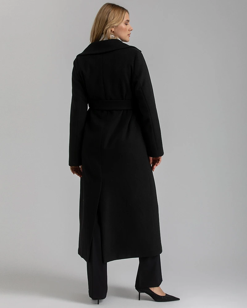 Pietro Brunelli Maternity Belted Wide Collar Wrap Flaminia Coat
