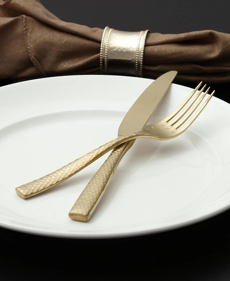 Fortessa Lucca Faceted Brushed Gold 20pc Flatware Set