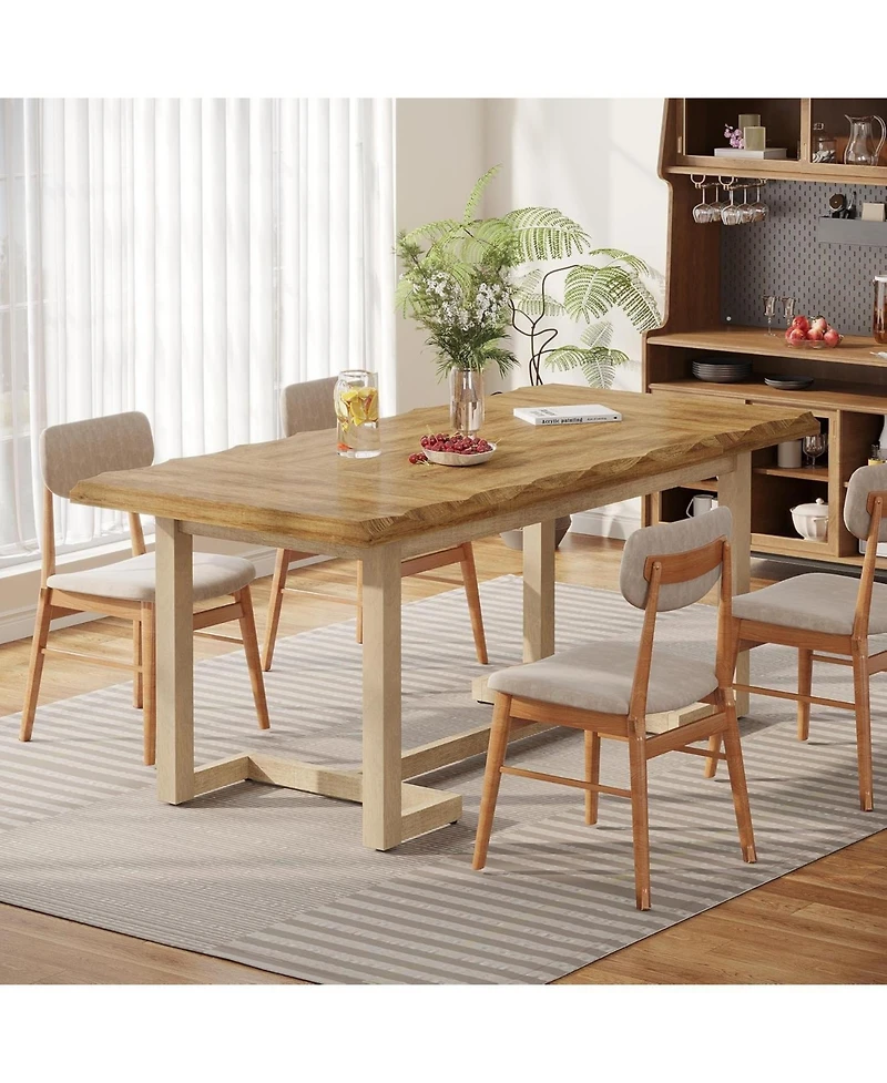 Tribesigns | 63-Inch | Solid Wood & Sturdy Frame | Thick Table Top, Seats 4–6 | Rectangular Dining Table