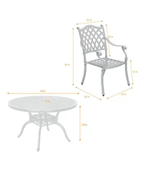 5pcs Patio Dining Set Cast Aluminium Outdoor Dining Set Patio Bistro Set 4 Outdoor Dining Chairs and 47 Inches Round Dining Table