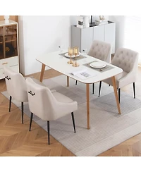 Dyhome Modern Upholstered Dining Chairs Set of 4, Mid Century Kitchen Side with 5.12” Cushions and Back Pull Rod for Kitchen, Living Roo