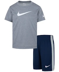 Nike Little Boys Dri-fit Swoosh T-Shirt & Shorts, 2 Piece Set